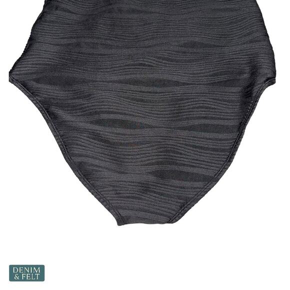 Pink Queen Black One Piece Swimsuit Textured Tummy Control Size L Bathing Suit - Picture 12 of 15